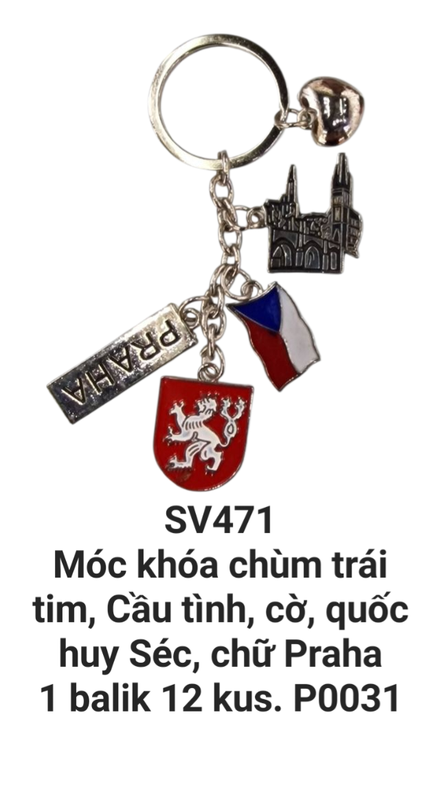 Móc đeo khóa chùm lâu đài, trái tim, quốc huy.SV471