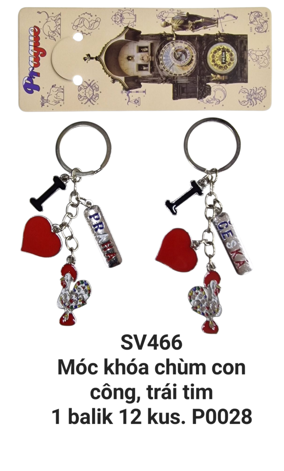 Móc khóa chùm gắn con công. SV466