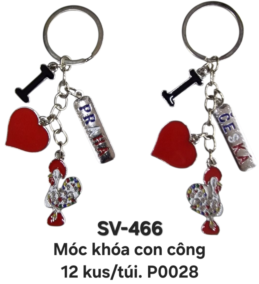 SV-466. Móc khóa chùm gắn con công. 