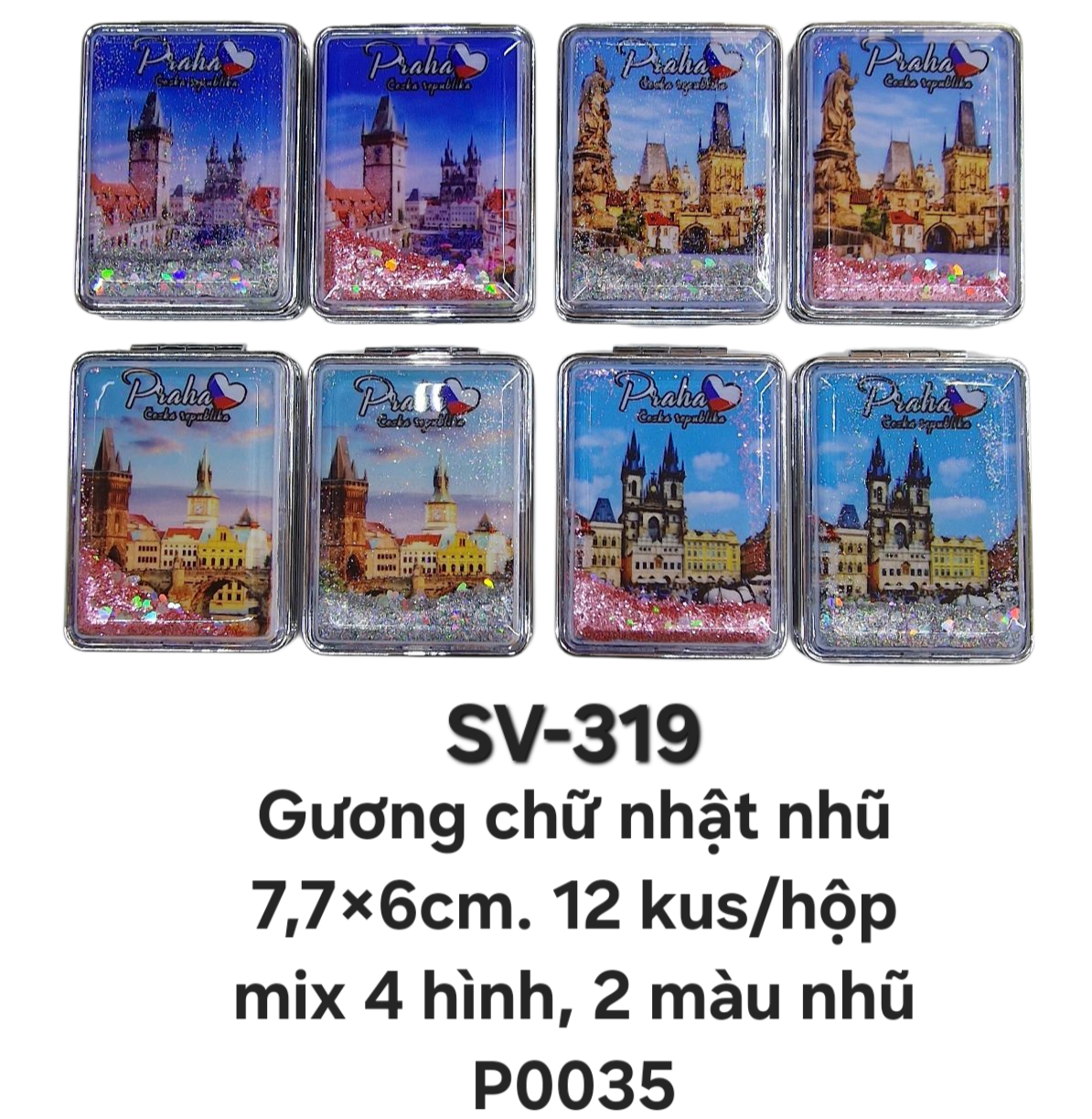 SV-319. Gương chữ nhật có hạt nhũ