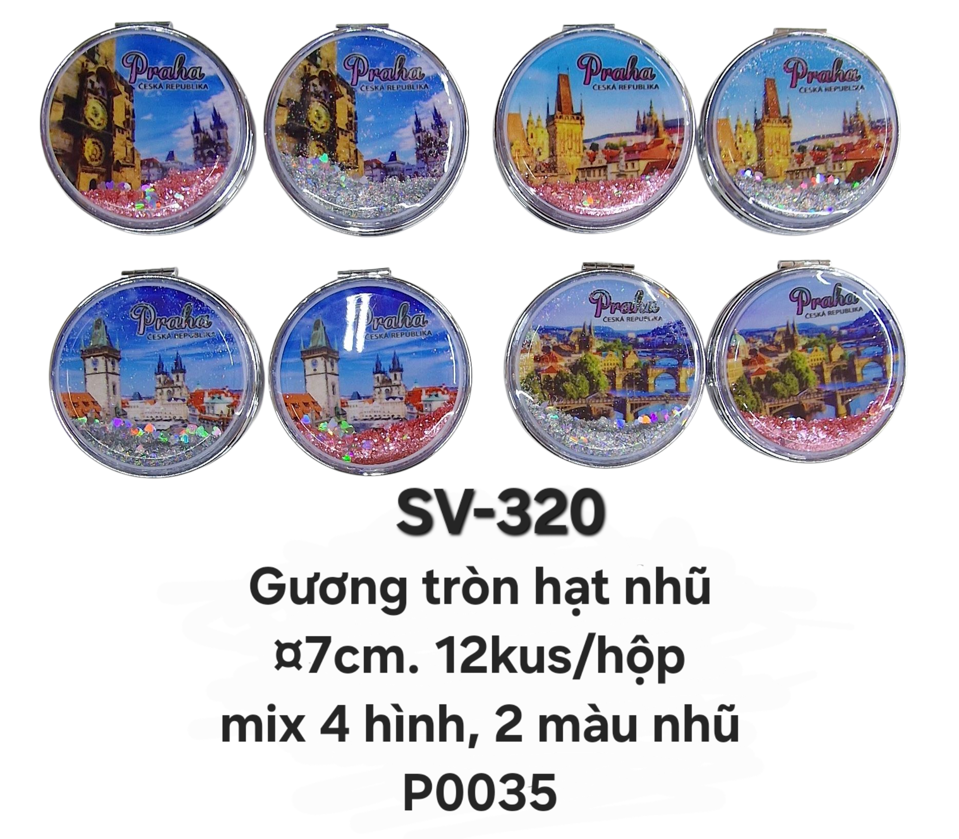 SV-320. Gương hình tròn có hạt nhũ
