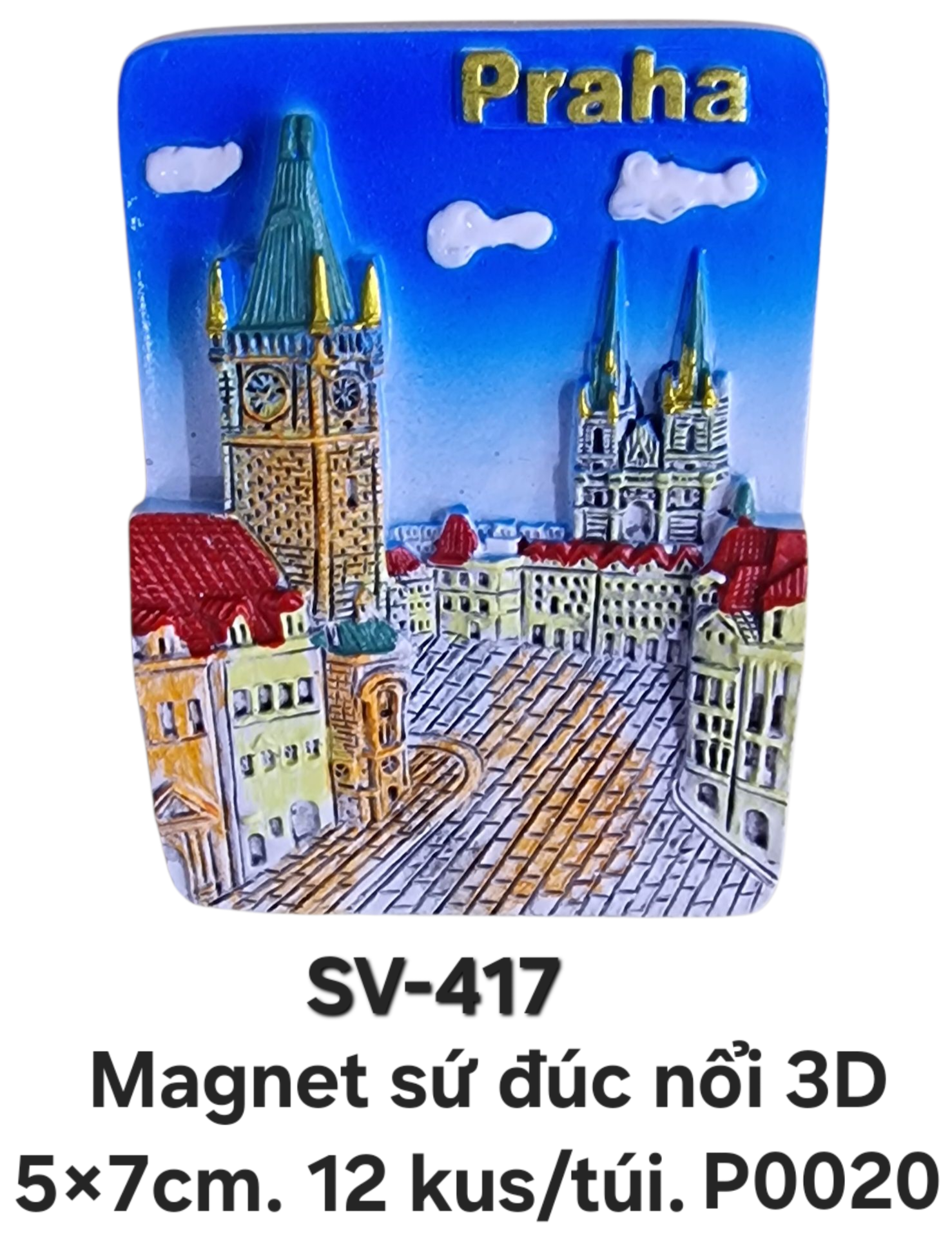 SV-417. Magnet sứ chữ nhật nổi 3D cỡ trung.