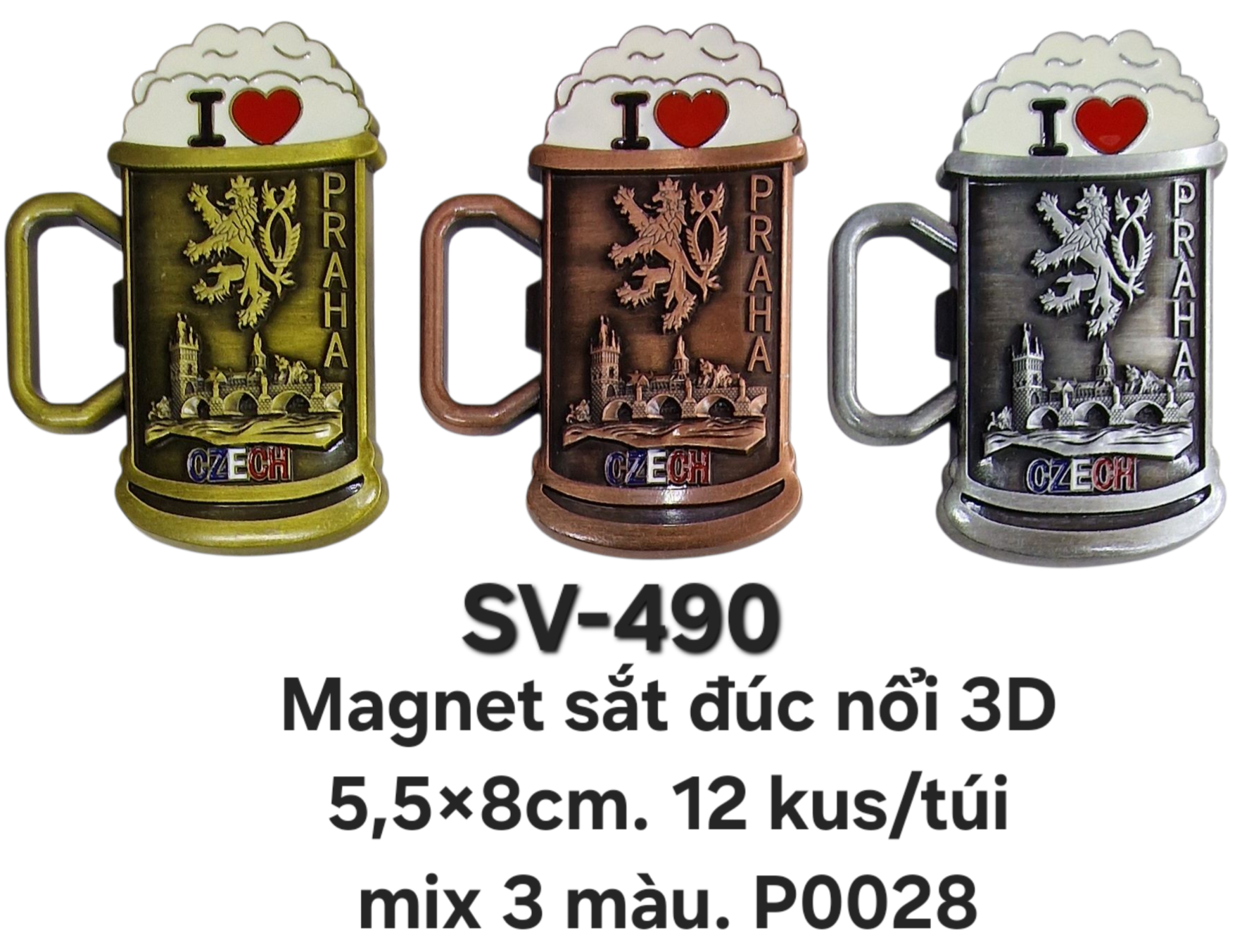 SV-490. Magnet sắt đúc nổi 3D hình cốc bia