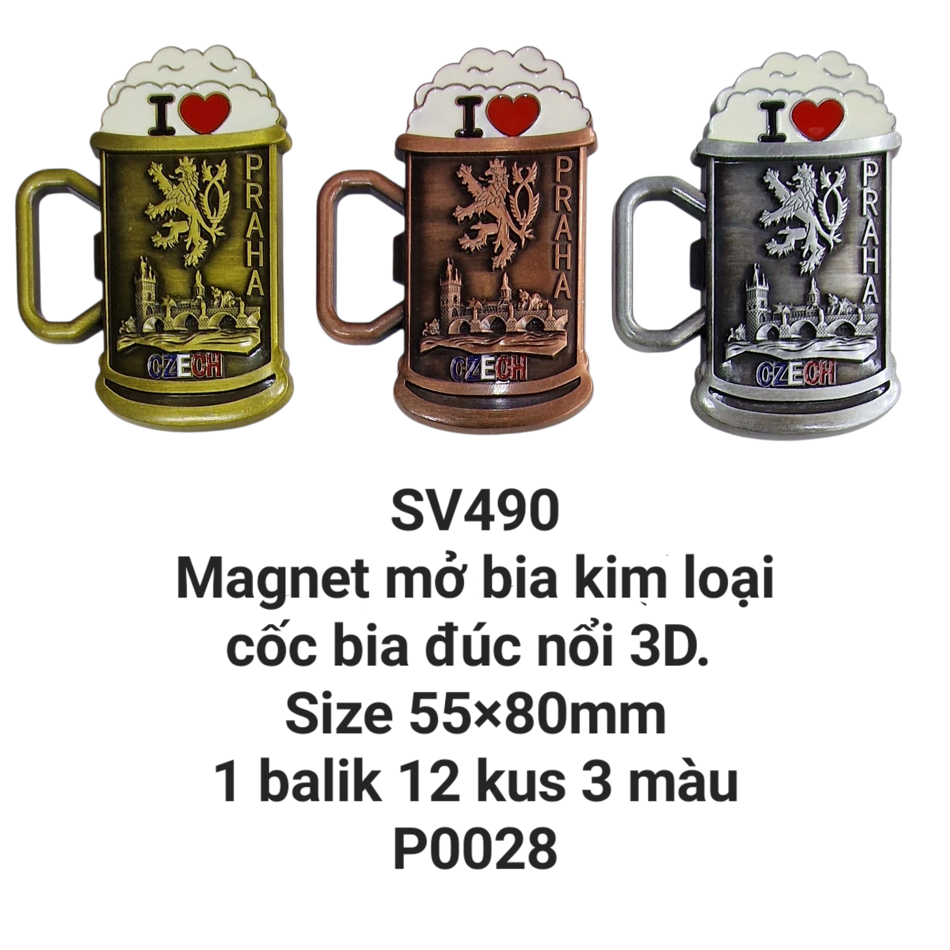 Magnet sắt đúc nổi 3D hình cốc bia