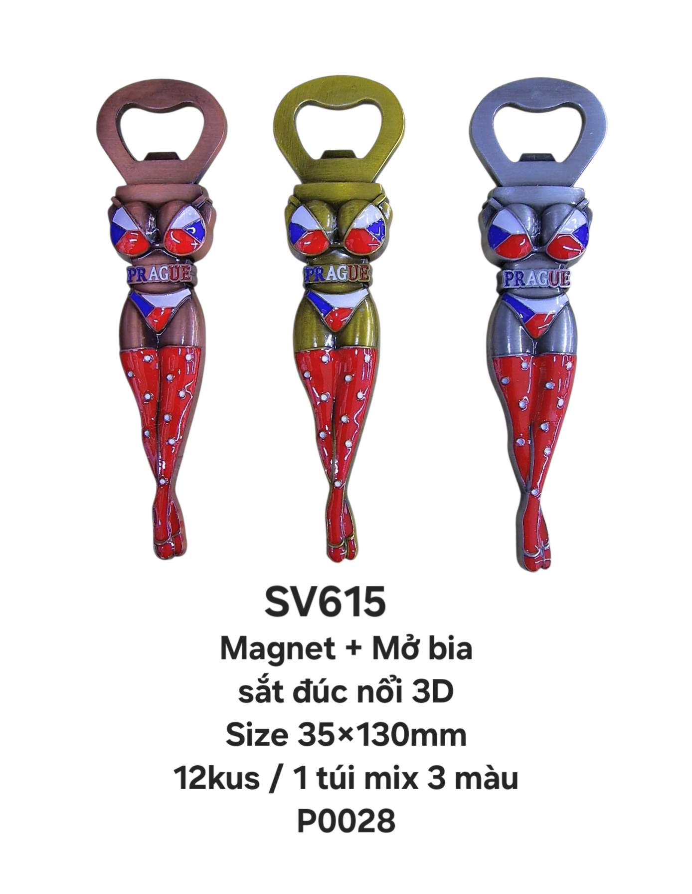 Magnet +mở bia sắt đúc nổi 3D hình cô gái