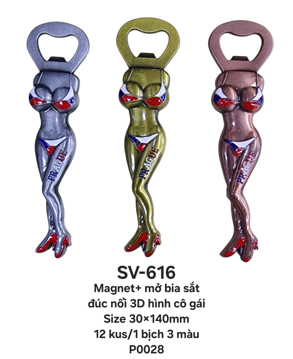 Magnet +mở bia sắt đúc nổi 3D hình cô gái mặc Bikini