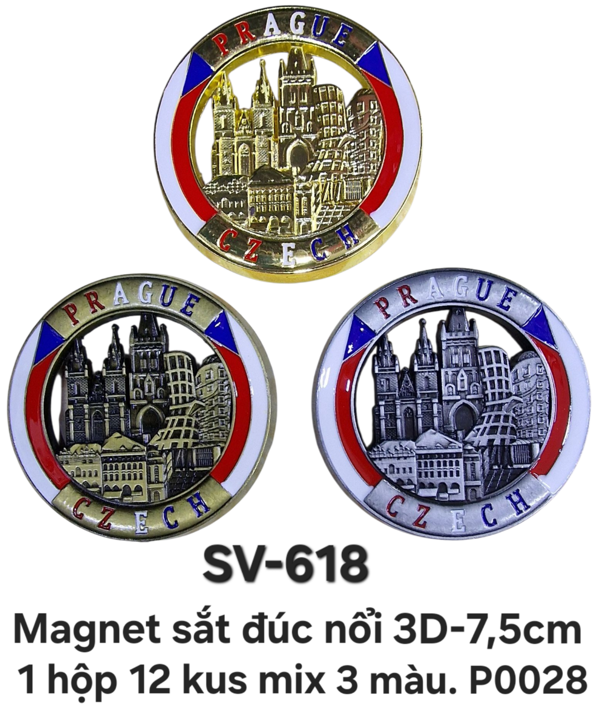 SV-618. Magnet sắt đúc nổi 3D hình tròn
