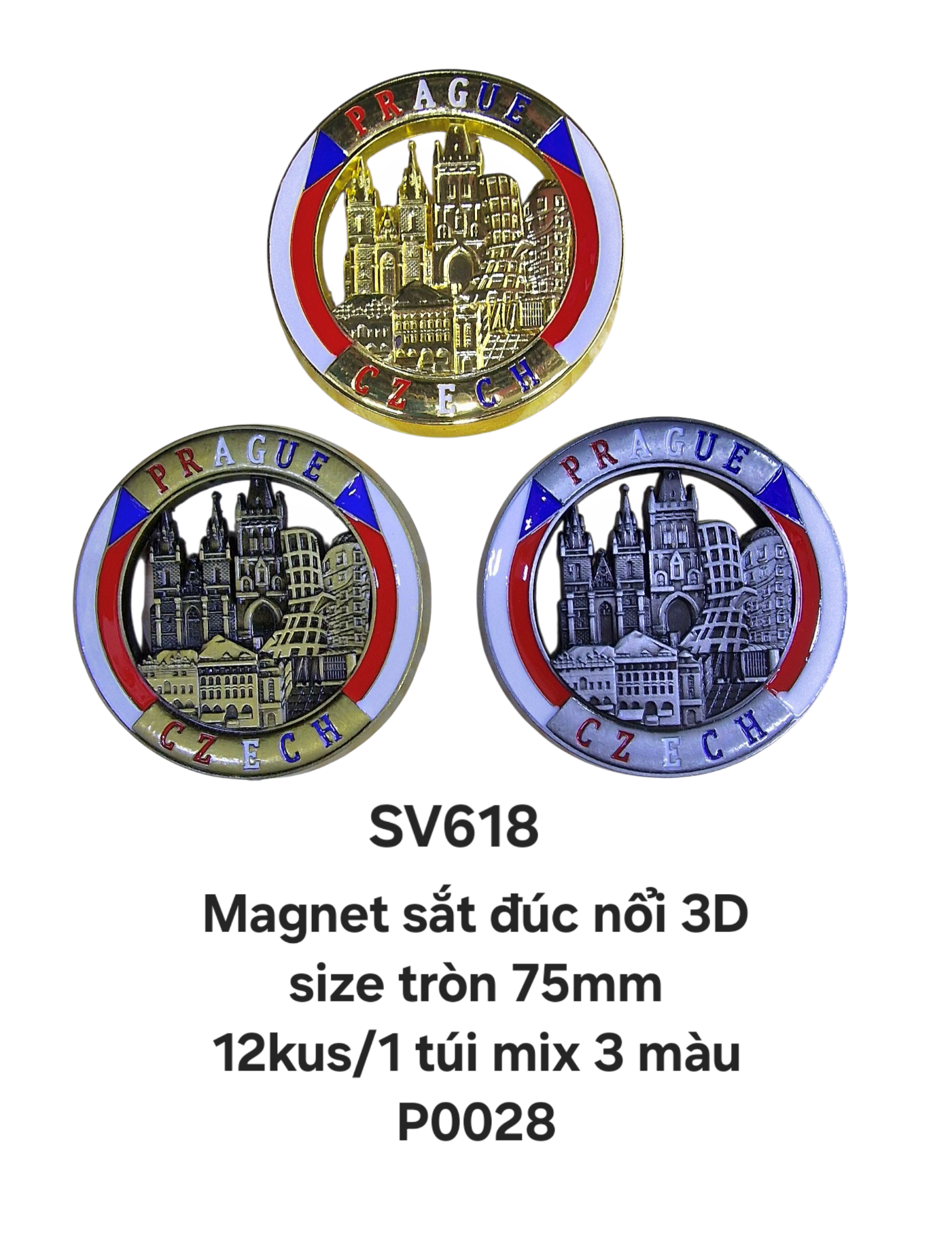 Magnet sắt đúc nổi hình tròn