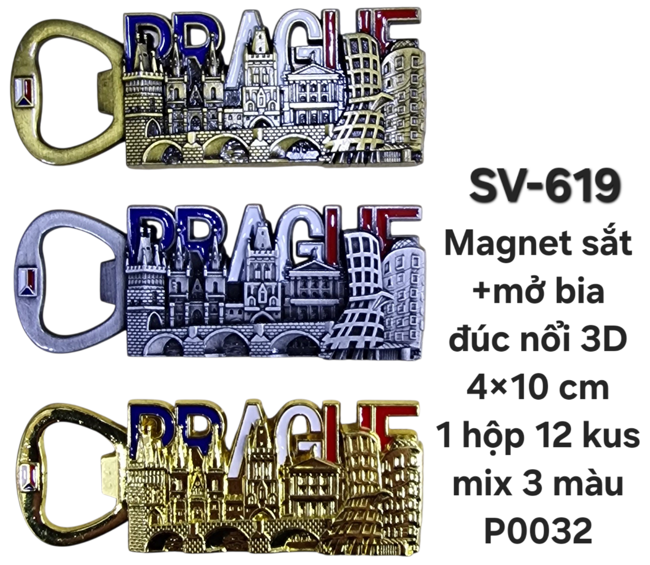 SV-619. Magnet + mở bia đúc nổi 3D hình lâu đài