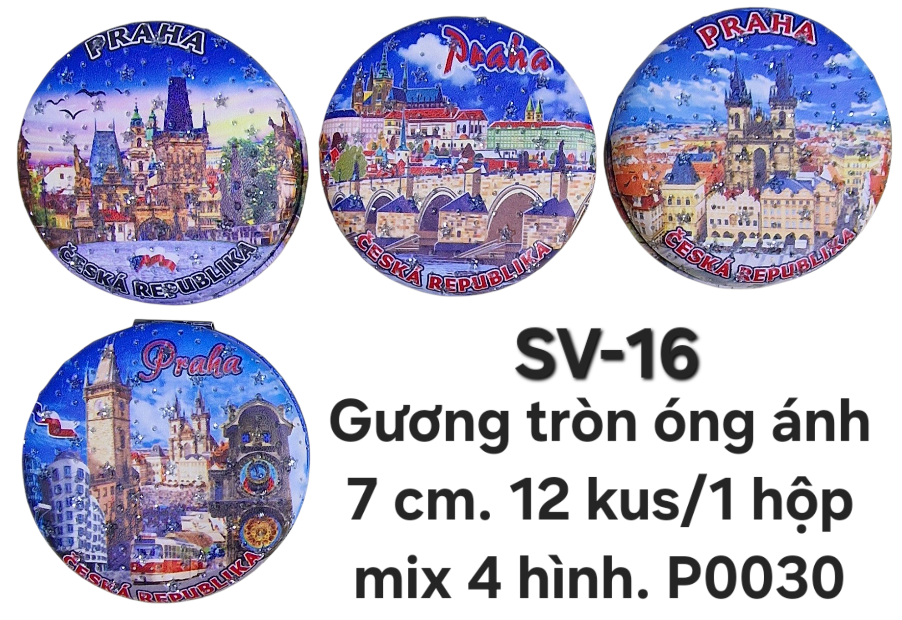 SV-16. Gương hình tròn chấm hạt nhũ óng ánh
