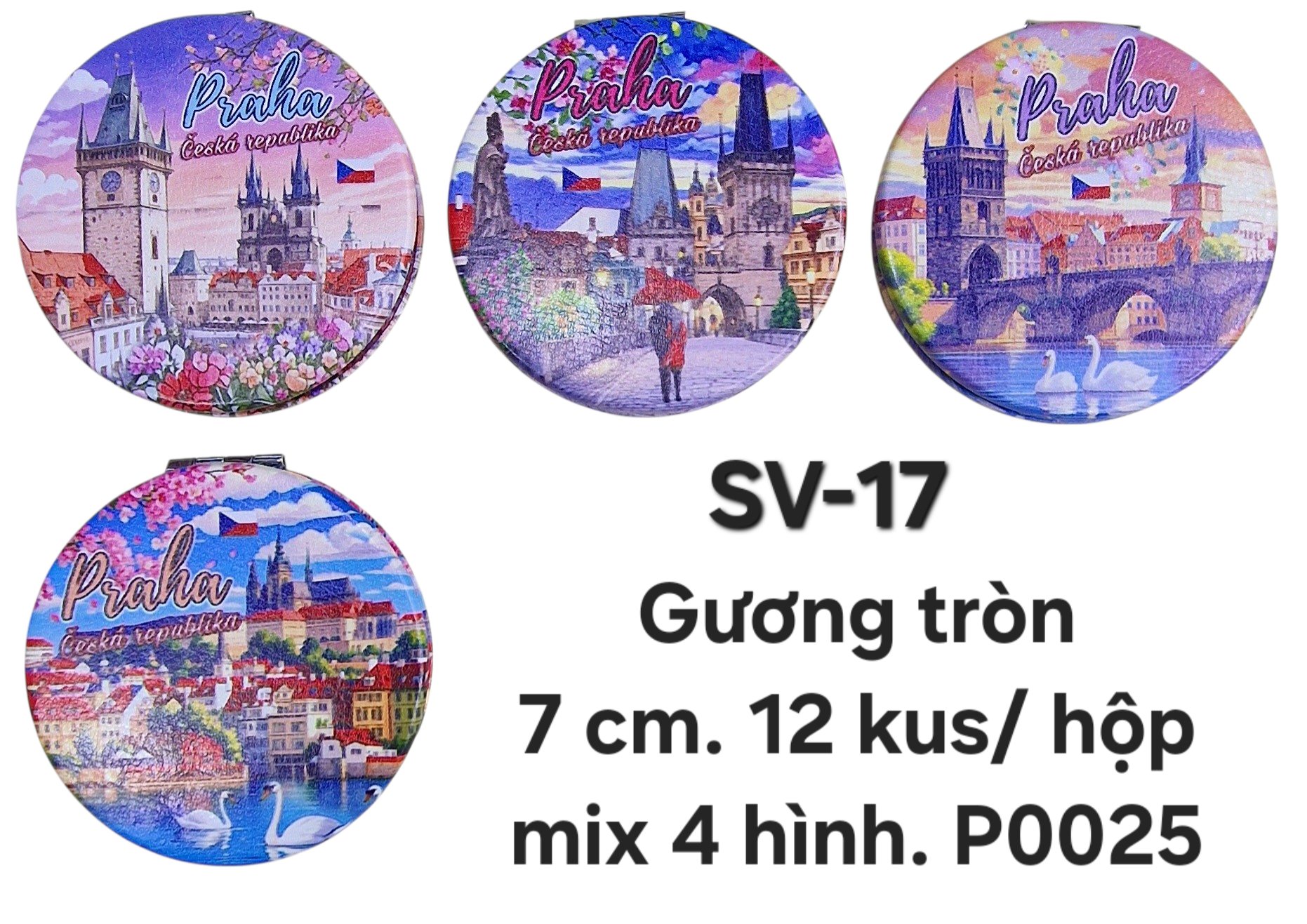 SV-17-New. Gương tròn bọc da mịn