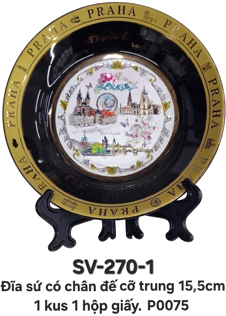 SV-270-1. Đĩa sứ cỡ trung có chân đế 15,5cm.