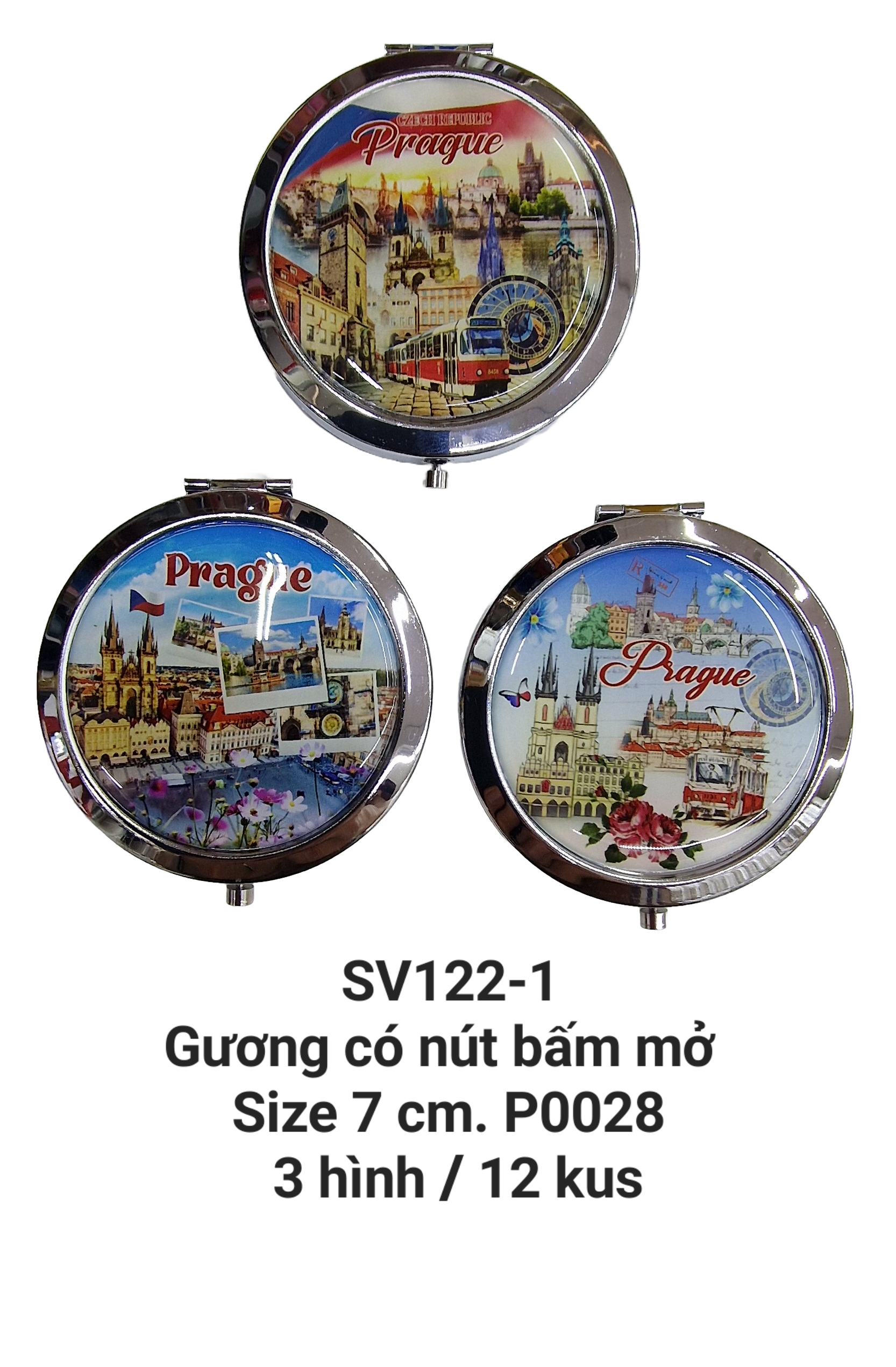 Gương vỏ nhôm có nút bấm SV122-1