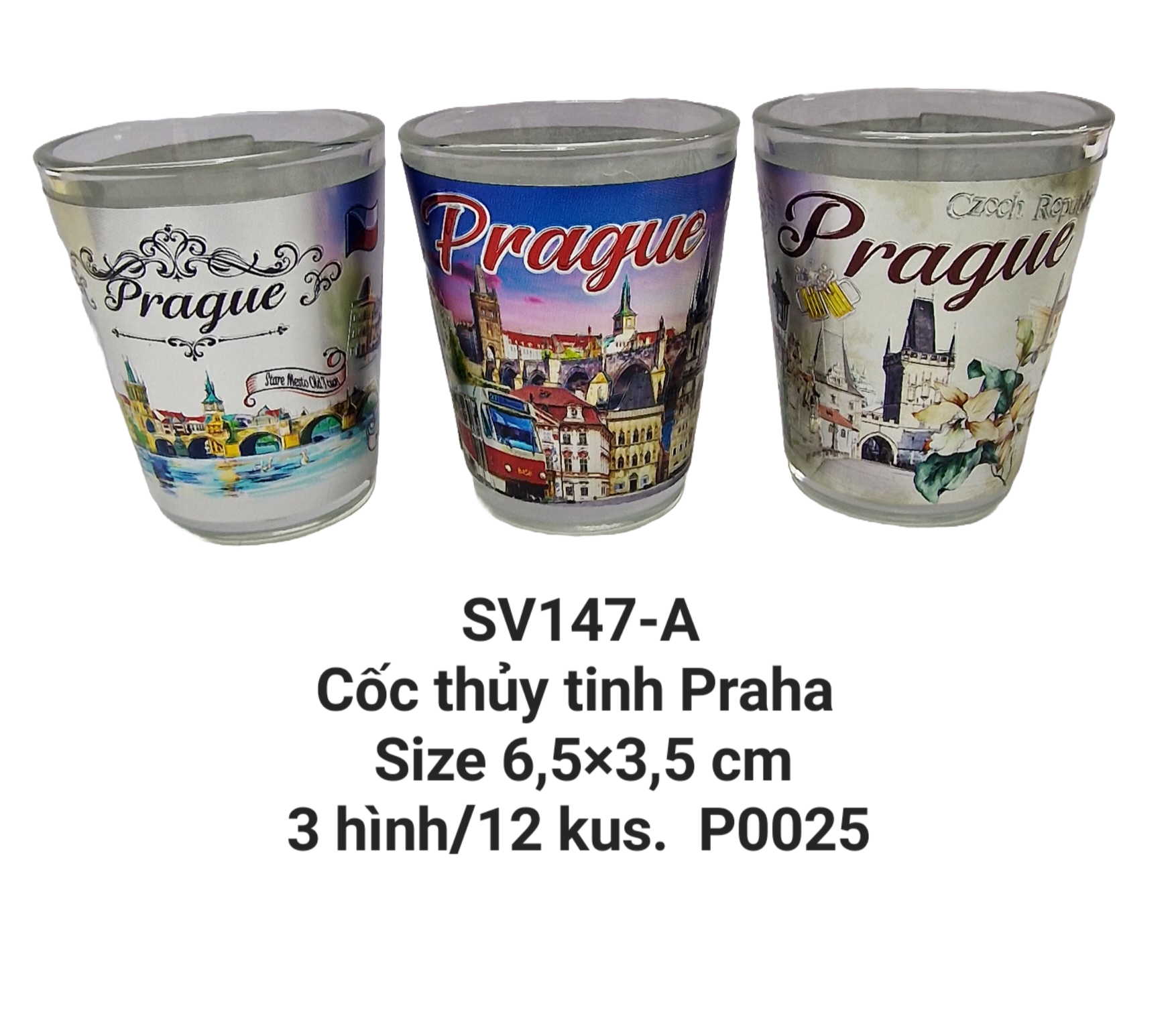 Cốc thủy tinh ảnh in nổi trên giấy kim loại 147-A