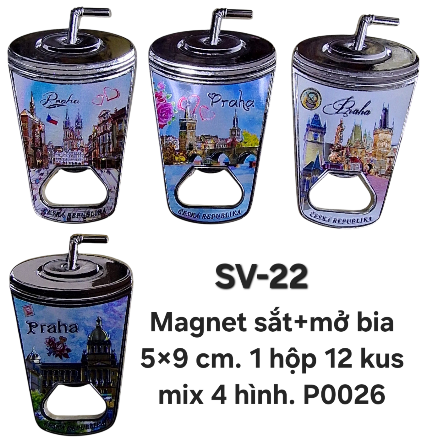 SV-22. Magnet óng ánh+mở bia ly trà sữa 
