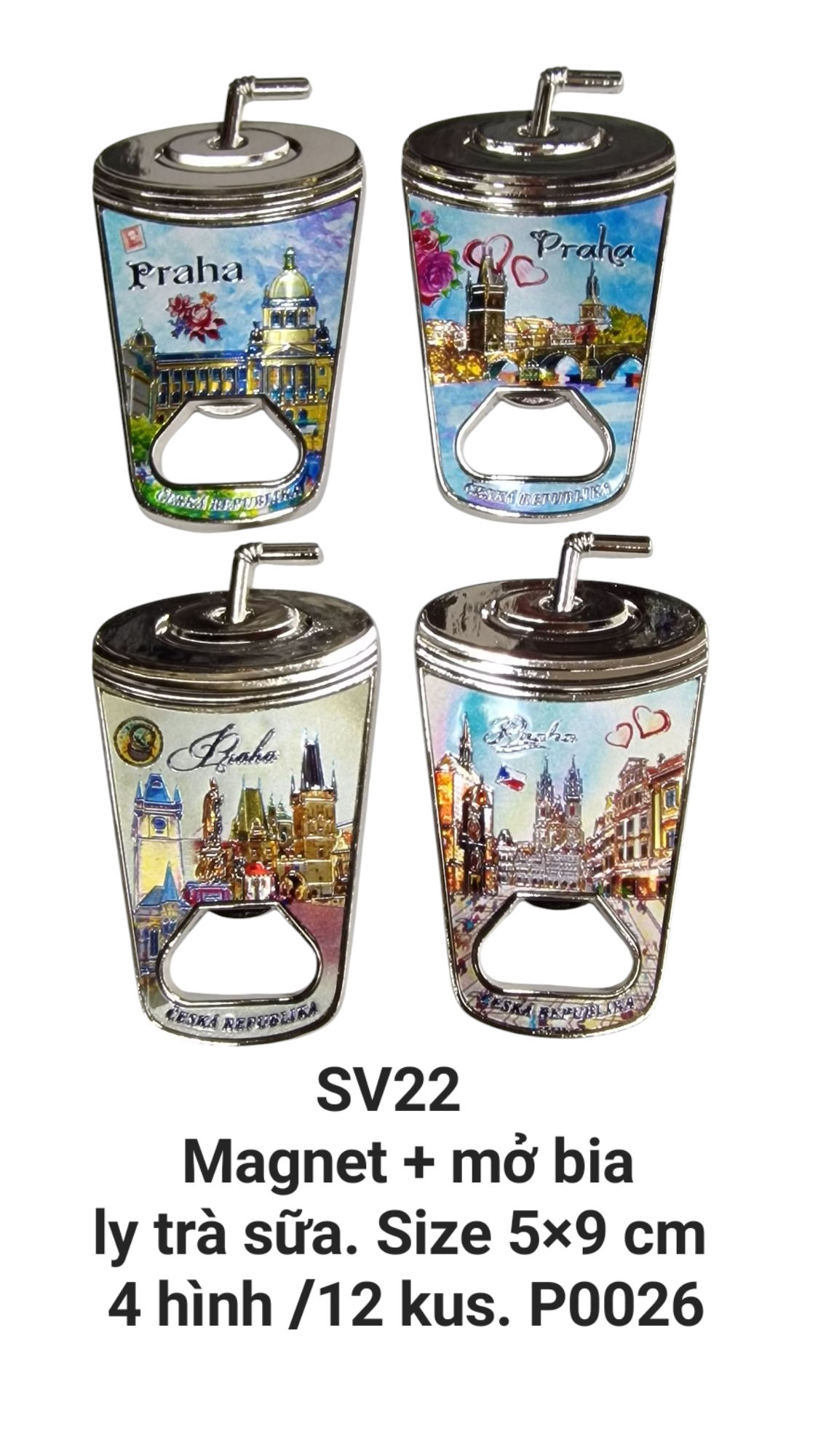 Magnet óng ánh+mở bia ly trà sữa SV22