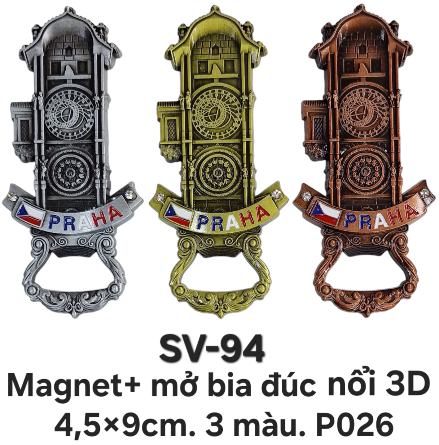 SV-94. Magnet+mở bia đúc nổi 3D tháp đồng hồ 