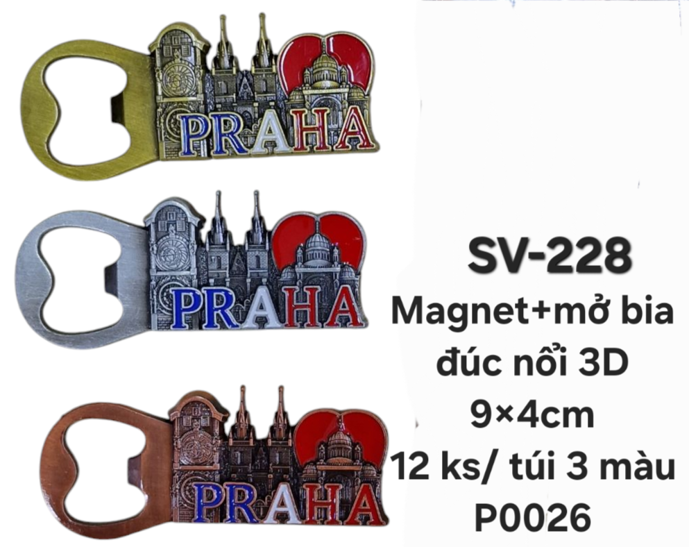 SV-228. Magnet kim loại + Mở bia đúc nổi 3D 