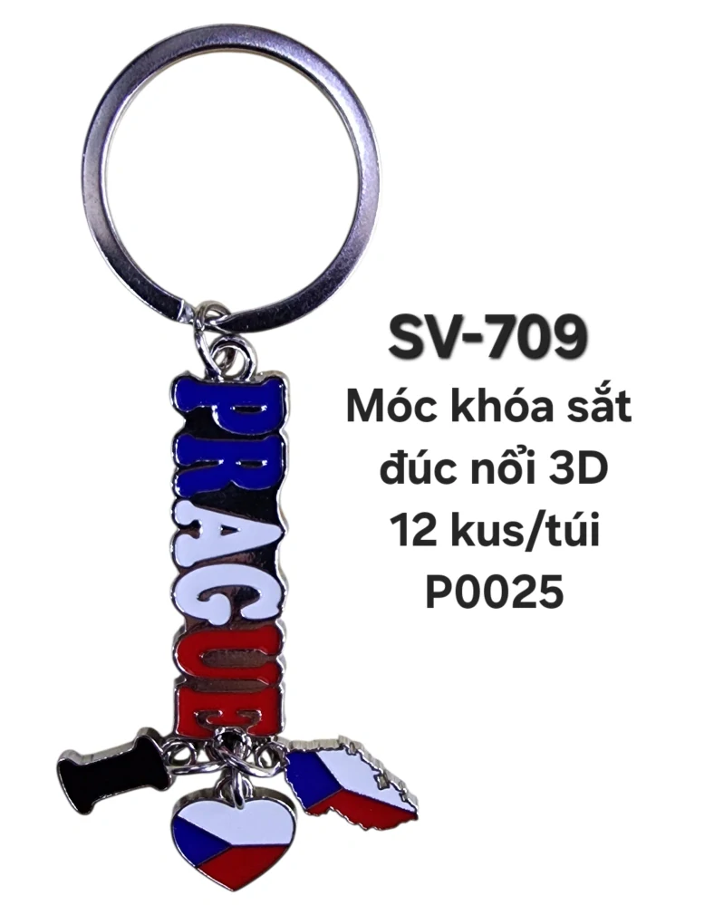 SV-709. Móc khóa Praha đúc nổi 3D