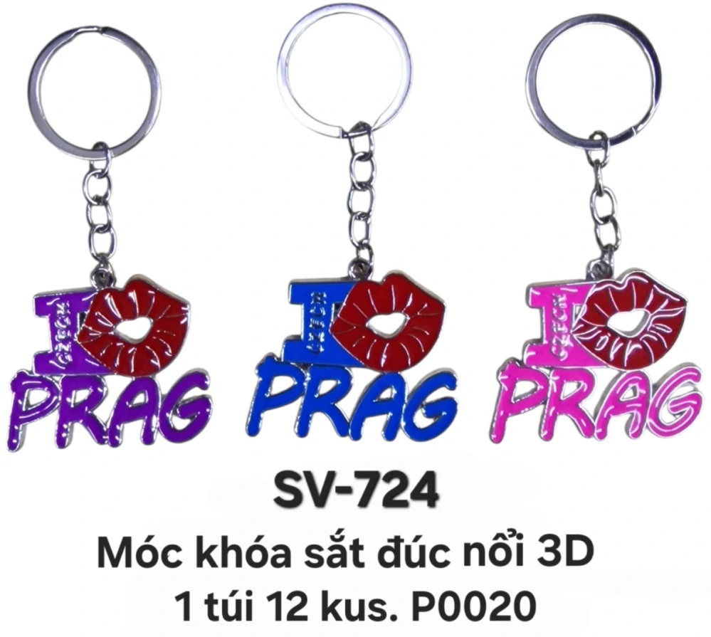 SV-724. Móc khóa môi hôn Praha. Mix 3 màu