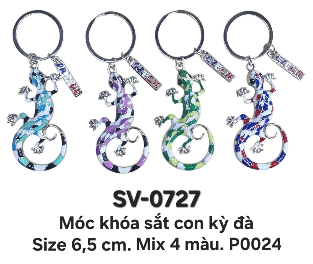 SV-727. Móc kháo chùm 4 con kỳ đà cỡ nhỏ 6,5cm. Mix 4 màu
