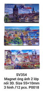 Magnet óng ánh 2 lớp nổi 3D hình chữ nhật nằm ngang. SV354