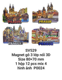 Magnet gỗ 3 lớp nổi 3D hình lâu đài. SV529